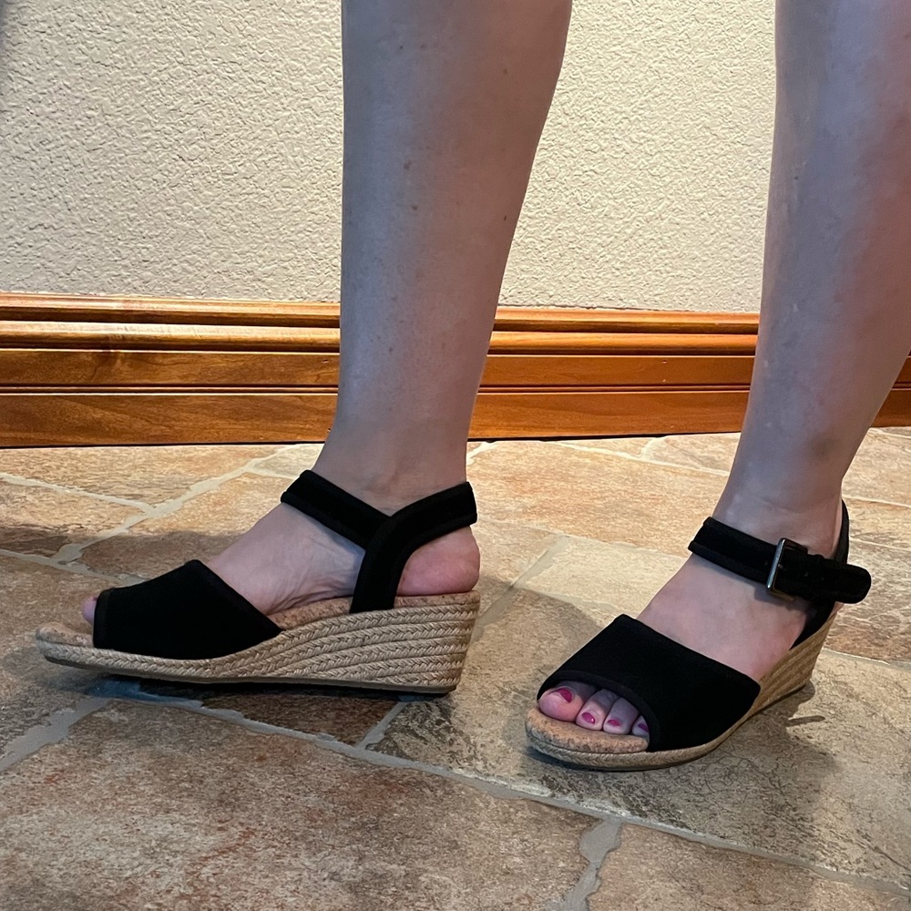 Black, UGG Maybell wedge sandals. Size 9.